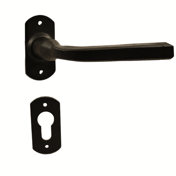Maniglia FM044 Rosetta Stretta Bocchetta Foro Yale per Cilindro Europeo Forgiato Nero Italiano | Utensil Legno